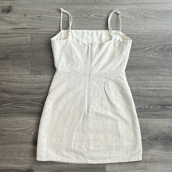 Urban Outfitters Riley Button Front Mini Dress Size 0 Linen & Cotton Beige Cream - Picture 8 of 12